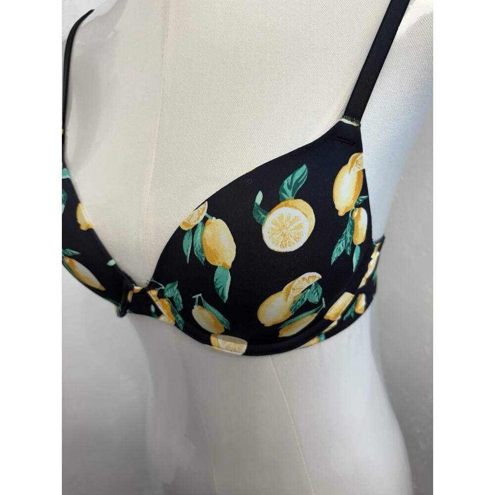 PINK Victoria’s Secret Wear Everywhere Tshirt Lightly Lined Bra Black Lemons 32C - Picture 3 of 7